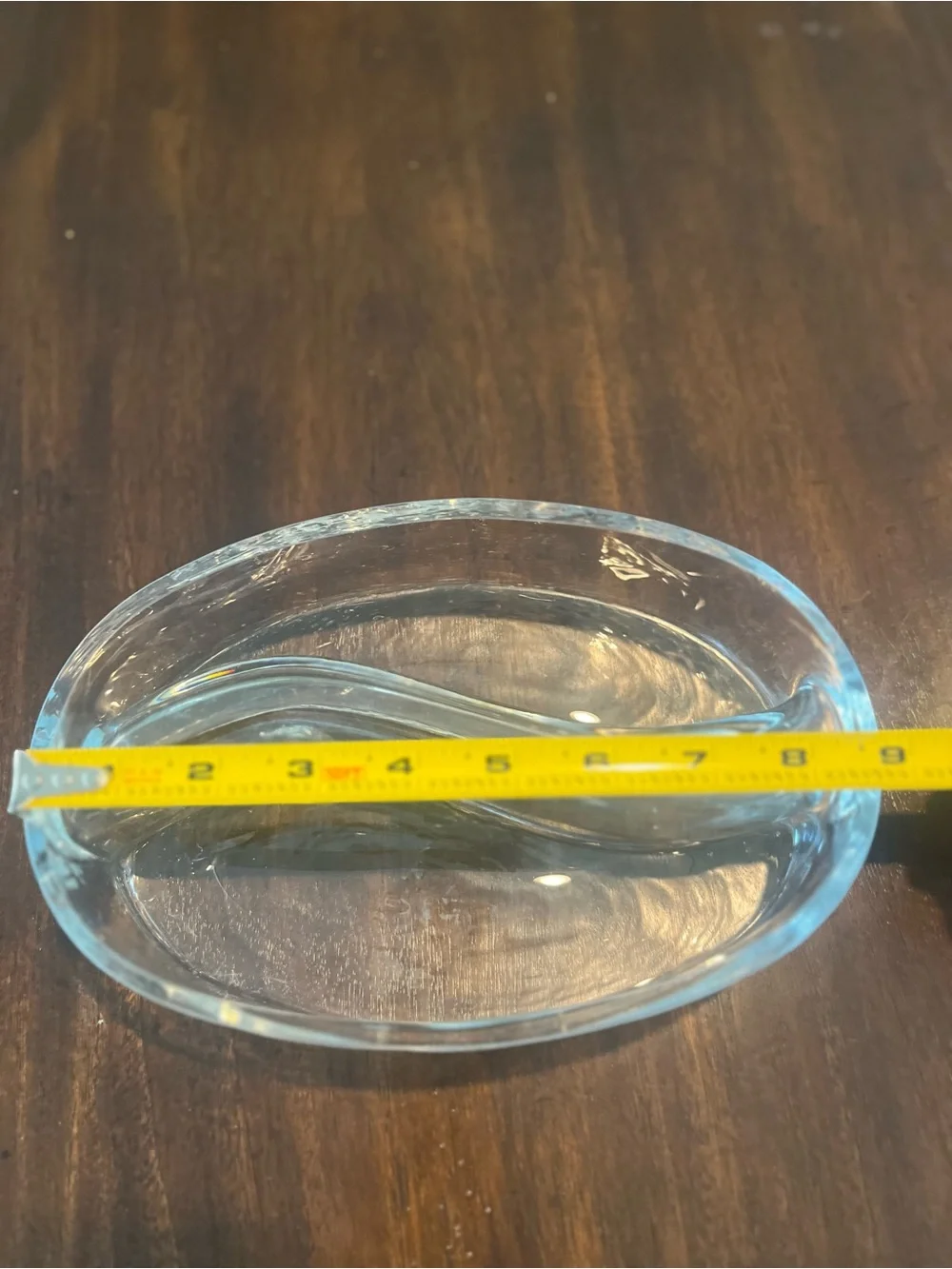 Clear Glass Decorative Dish with Curved Divider
